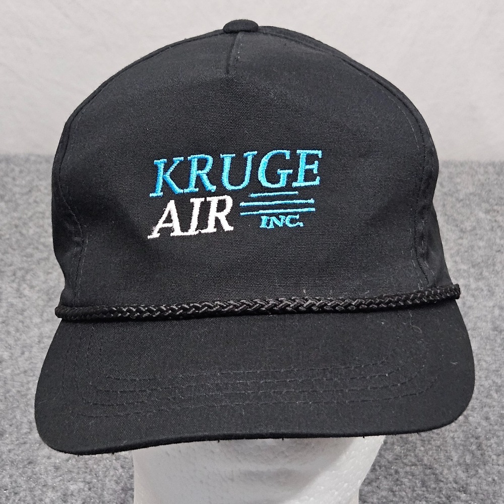Vintage Kruge Air Hat Black Rope Cap Strapback Industrial Compressed Air 90s